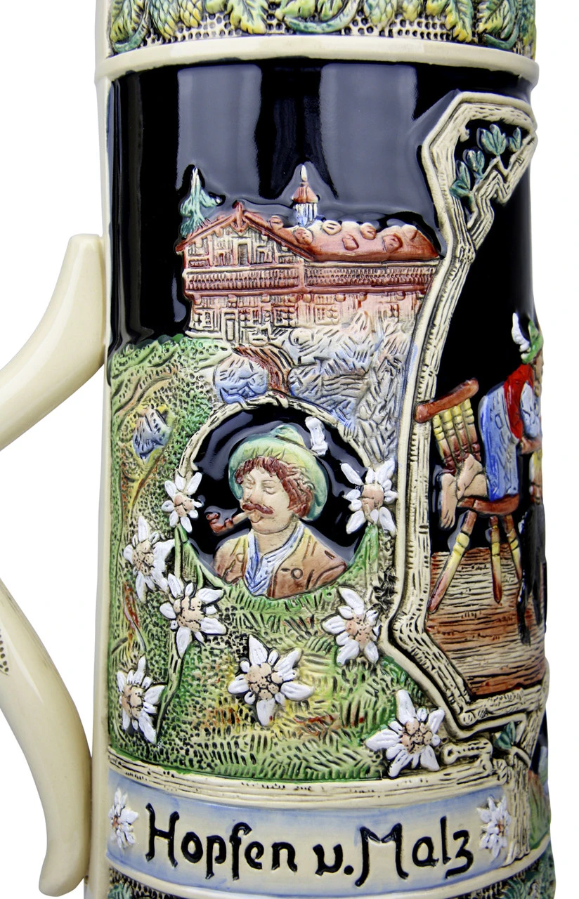 12 Liter Gold Multi-Color Beer Stein With Dancing Bavarian Couple Lid 8 12 Liter Gold Multi-Color Beer Stein With Dancing Bavarian Couple Lid - Image 8