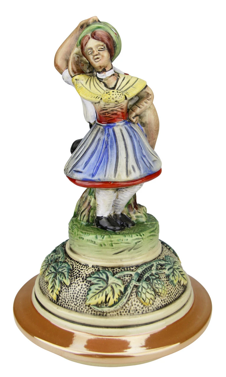 12 Liter Gold Multi-Color Beer Stein With Dancing Bavarian Couple Lid 13 12 Liter Gold Multi-Color Beer Stein With Dancing Bavarian Couple Lid - Image 13