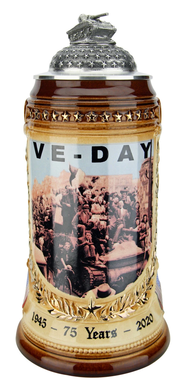 75 Years VE-Day Anniversary Beer Stein | Tank Lid 1 75 Years VE-Day Anniversary Beer Stein | Tank Lid