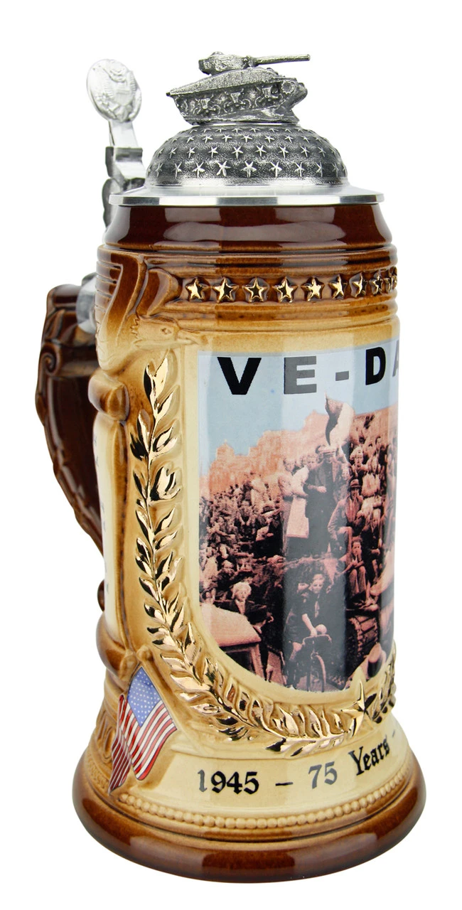 75 Years VE-Day Anniversary Beer Stein | Tank Lid 5 75 Years VE-Day Anniversary Beer Stein | Tank Lid - Image 5