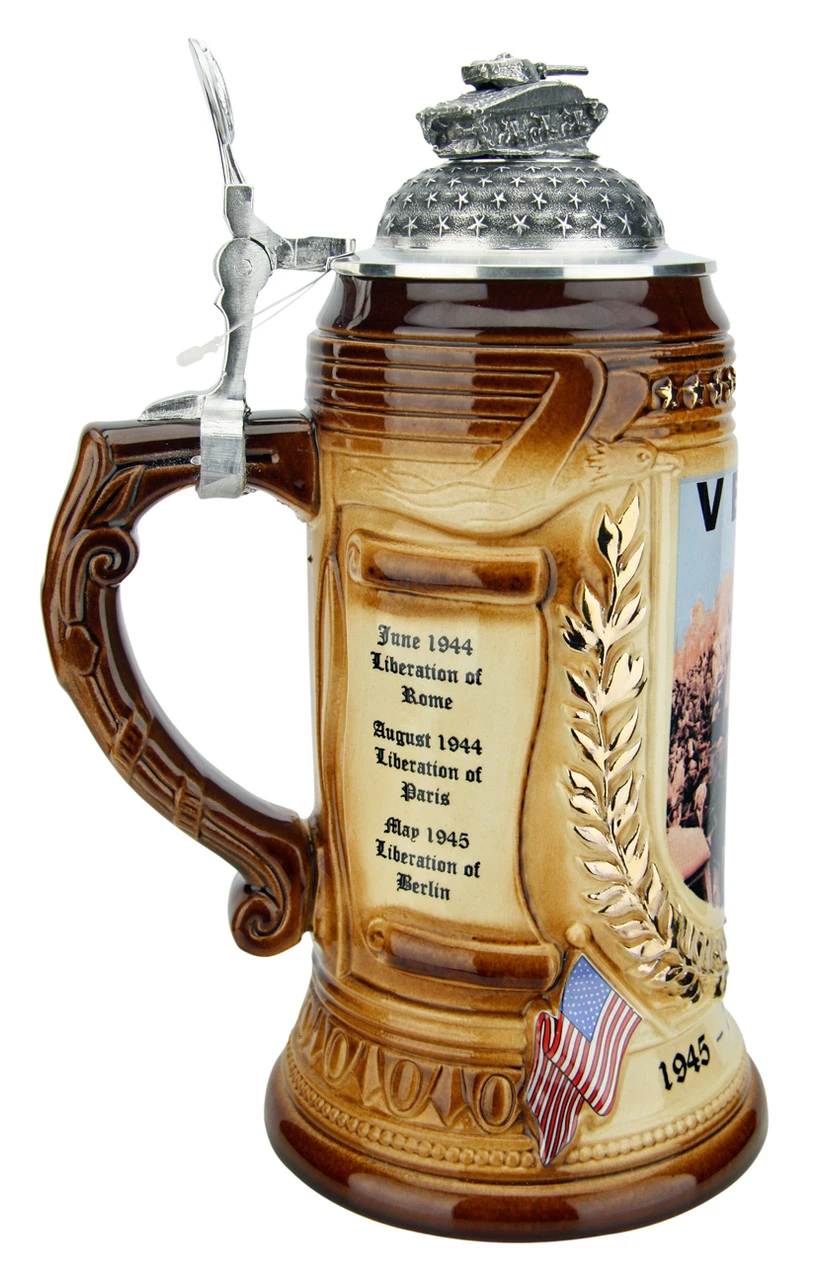 75 Years VE-Day Anniversary Beer Stein | Tank Lid 4 75 Years VE-Day Anniversary Beer Stein | Tank Lid - Image 4