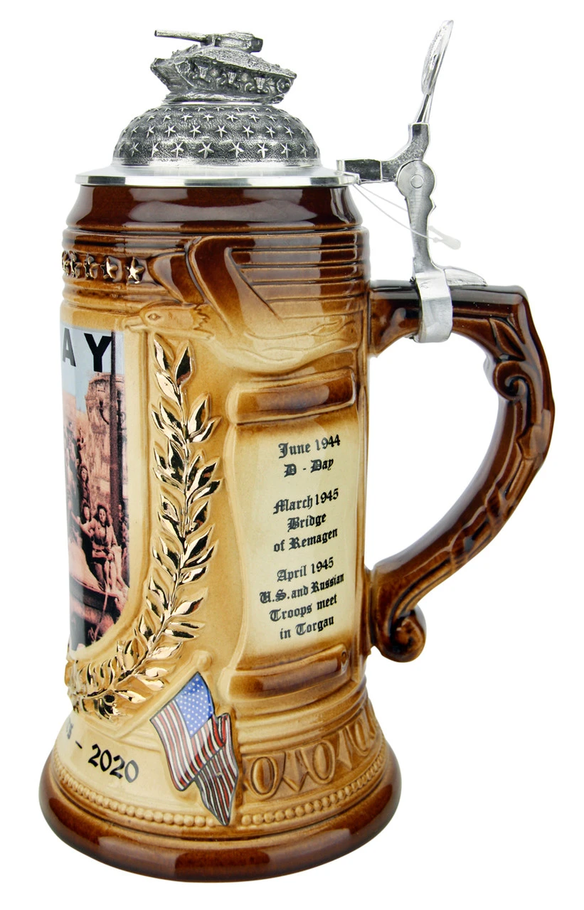 75 Years VE-Day Anniversary Beer Stein | Tank Lid 3 75 Years VE-Day Anniversary Beer Stein | Tank Lid - Image 3