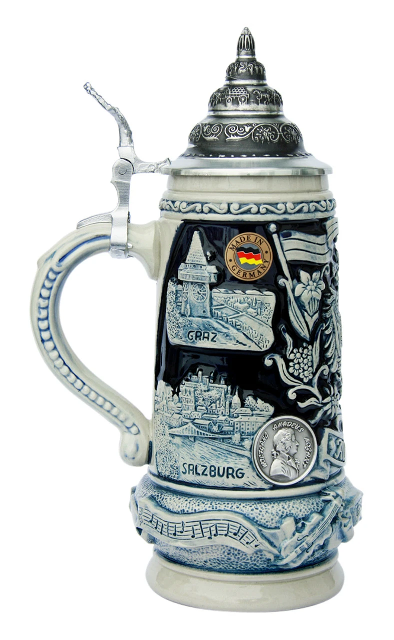 Austria Panorama Beer Stein Cobalt 2 Austria Panorama Beer Stein Cobalt - Image 2