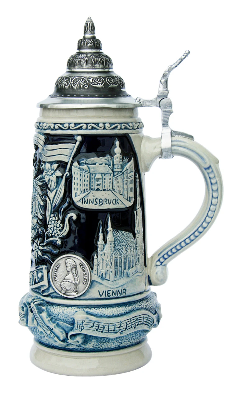 Austria Panorama Beer Stein Cobalt 3 Austria Panorama Beer Stein Cobalt - Image 3