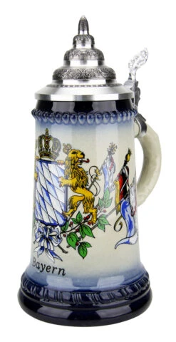 Bavarian Lions And Crown Coat Of Arms Beer Stein