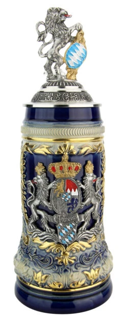 Bavaria Lion Crest Beer Stein With Bavarian Lion Lid