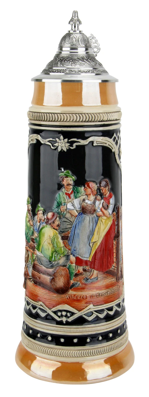 Bavarian Hunters Traditional Style 2 Liter Beer Stein 1 Bavarian Hunters Traditional Style 2 Liter Beer Stein