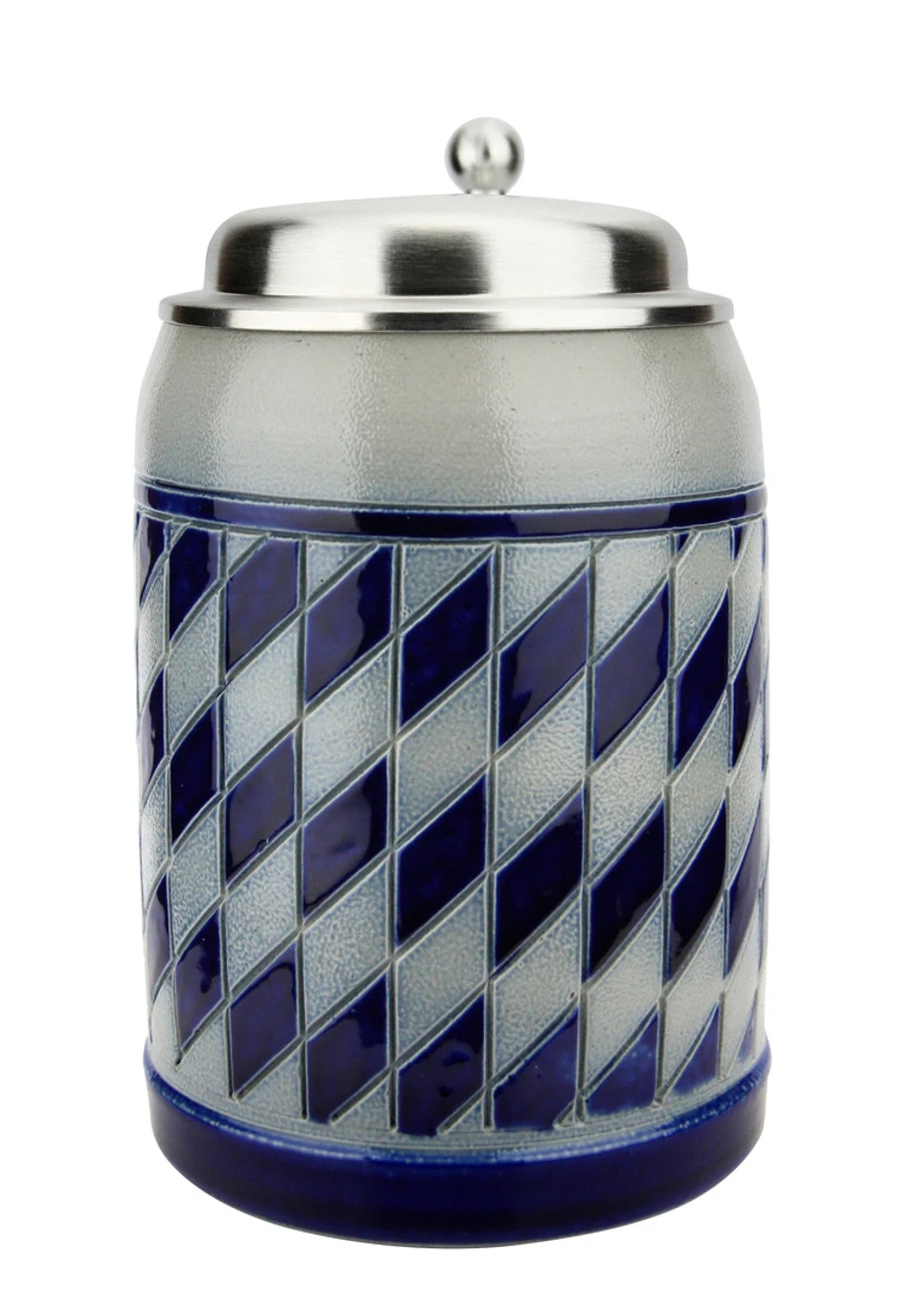 Bavarian Pattern 0.5 Liter Salt Glaze Stoneware Beer Stein - Image 3