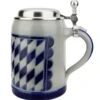 Bavarian Pattern 0.5 Liter Salt Glaze Stoneware Beer Stein
