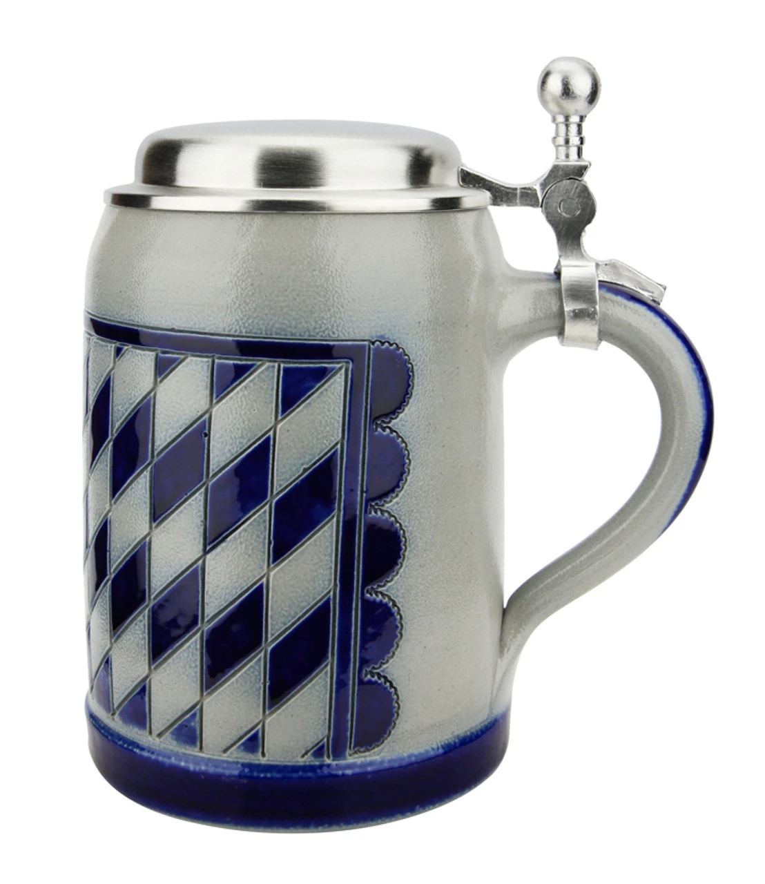 Bavarian Pattern 0.5 Liter Salt Glaze Stoneware Beer Stein
