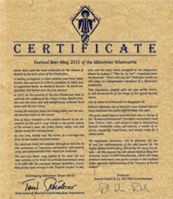 Official Munich Oktoberfest 2015 Wirtekrug Salt Glaze Beer Stein -Zimmermann Shop Certificate 2015 Wirtekrug with Lid SM 77450.1513956917