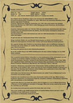 King Limitaet 2011 | King Barbarossa Handpainted Beer Stein -Zimmermann Shop Certificate Side 2 11625.1300374903