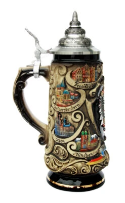 Deutschland Pewter Eagle Cities Beer Stein -Zimmermann Shop Deutschland Eagle Cities Beer Stein K741SRUB LS SM 84530.1446322926