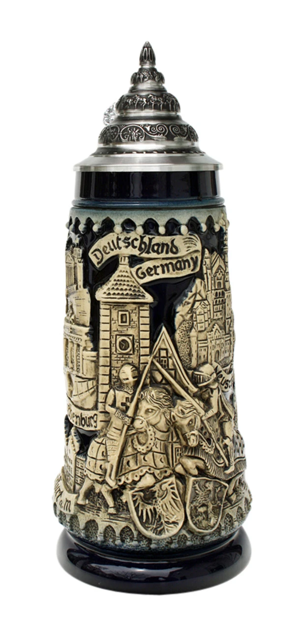Deutschland Germany Jousting Knights Beer Stein Cobalt 1 Deutschland Germany Jousting Knights Beer Stein Cobalt