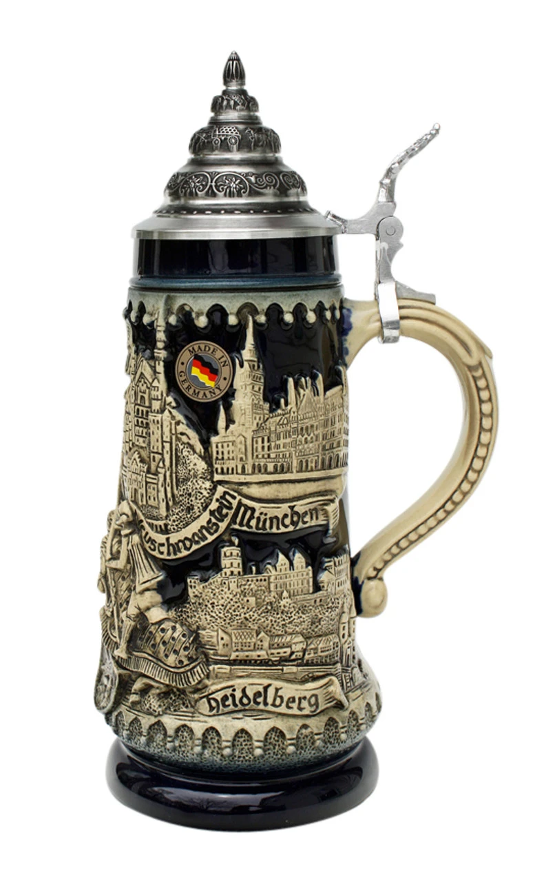 Deutschland Germany Jousting Knights Beer Stein Cobalt 2 Deutschland Germany Jousting Knights Beer Stein Cobalt - Image 2