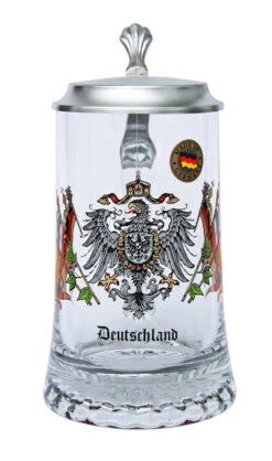 Deutschland Crest Glass Beer Stein