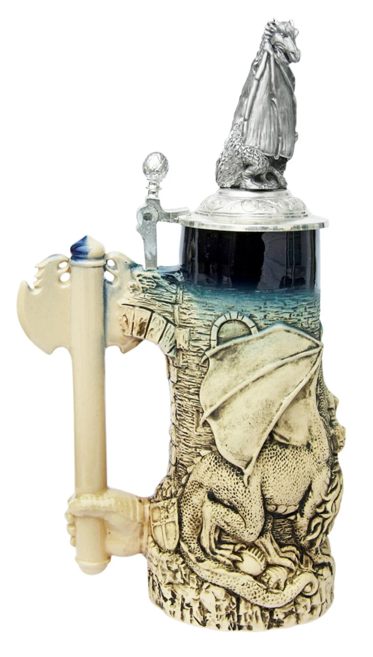 Dragon Beer Stein Rustic With Dragon Lid 3 Dragon Beer Stein Rustic With Dragon Lid - Image 3
