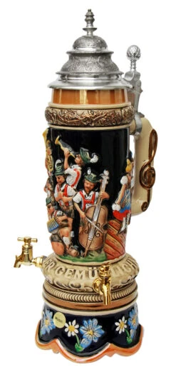 Fest Krug Oompah Band Musical Beer Stein With Working Beer Taps