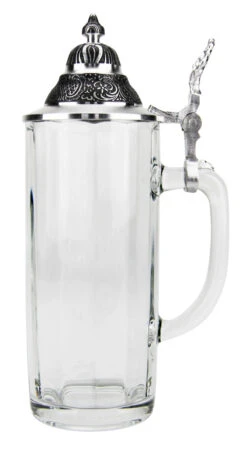 Faceted Glass Beer Stein With Pointed Pewter Lid 13 Faceted Glass Beer Stein With Pointed Pewter Lid -Zimmermann Shop Faceted Glass Beer Stein with Pointed Pewter Lid GS66690 RS SM 36367.1524681454