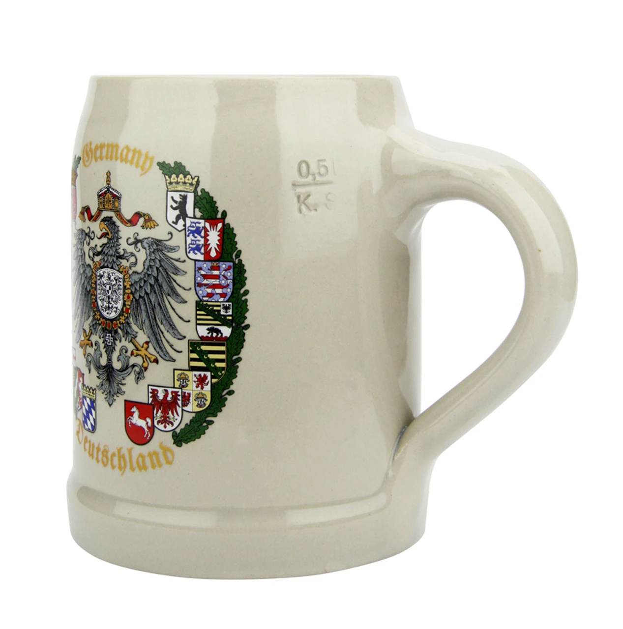 German Eagle And Crests Stoneware Beer Mug 0.5 Liter - Image 2