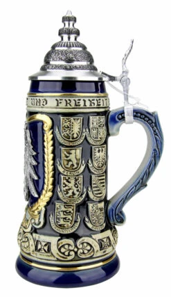 German Eagle Crests Beer Stein Blue -Zimmermann Shop German Eagle Crests Beer Stein Blue ZB1425606EBL RS SM 46148.1527115729