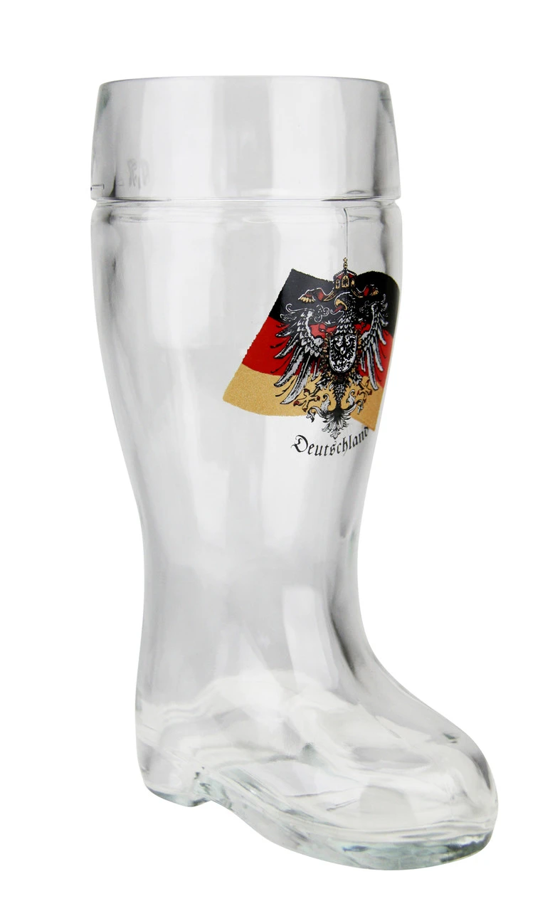German Eagle Flag Crest Glass Beer Boot 0.5 Liter - Image 2