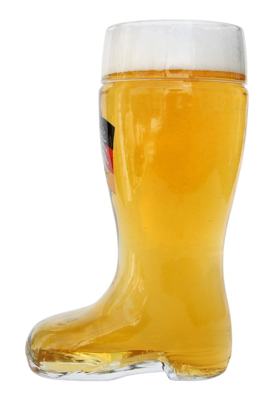 German Eagle Flag Crest Glass Beer Boot 0.5 Liter - Image 5