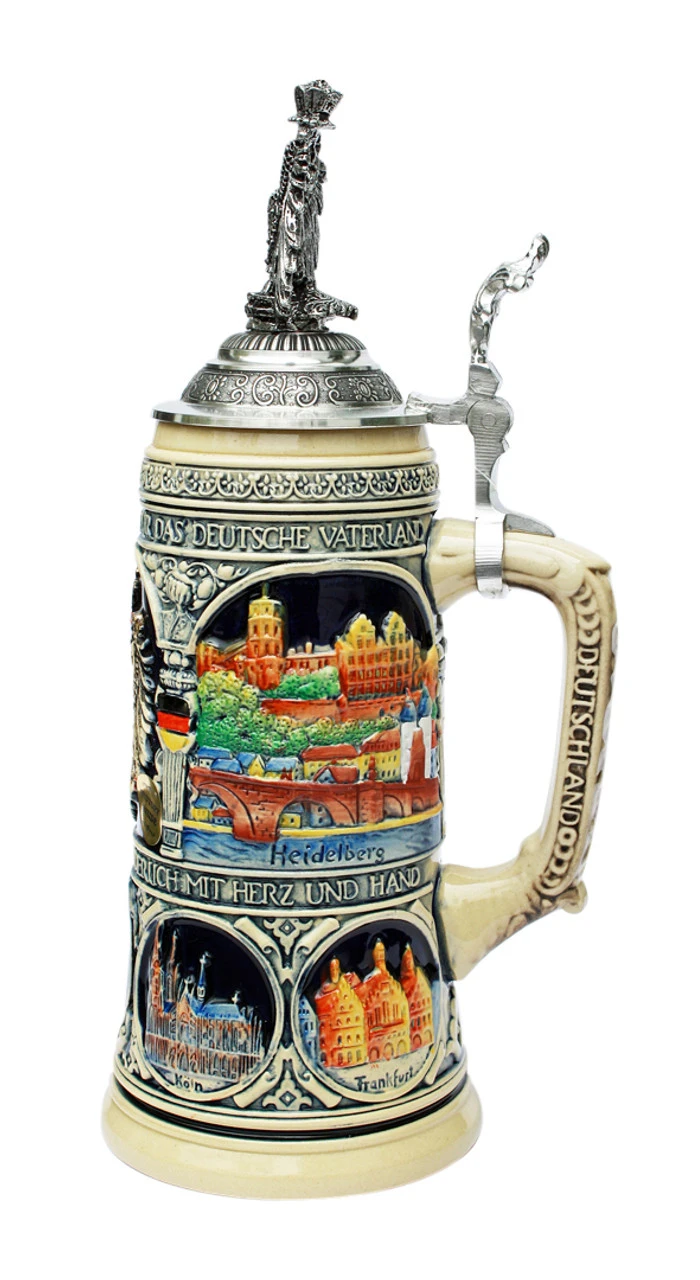 German Heritage Beer Stein With Pewter Eagle Lid - Image 2