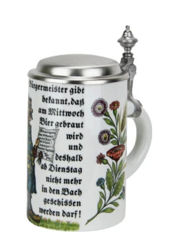 Zimmermann Purity Law Porcelain Beer Stein -Zimmermann Shop German Purity Law Porcelain Beer Stein 0.5 Liter Z159 RA SM 30891.1461685655