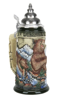 Glorious Grizzly Bear Beer Stein Rustic 11 Glorious Grizzly Bear Beer Stein Rustic -Zimmermann Shop Glorious Grizzly Beer Stein Rustic K956RU Angle SM 18578.1460150708