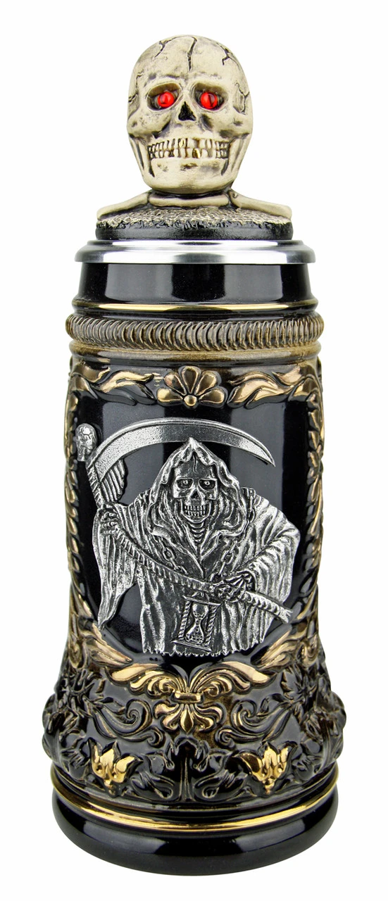 Grimm Reaper Beer Stein With Skull Lid 1 Grimm Reaper Beer Stein With Skull Lid