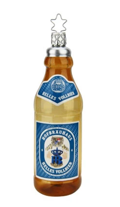 Hofbrauhaus HB Helles Vollbier Bottle Glass Christmas Ornament