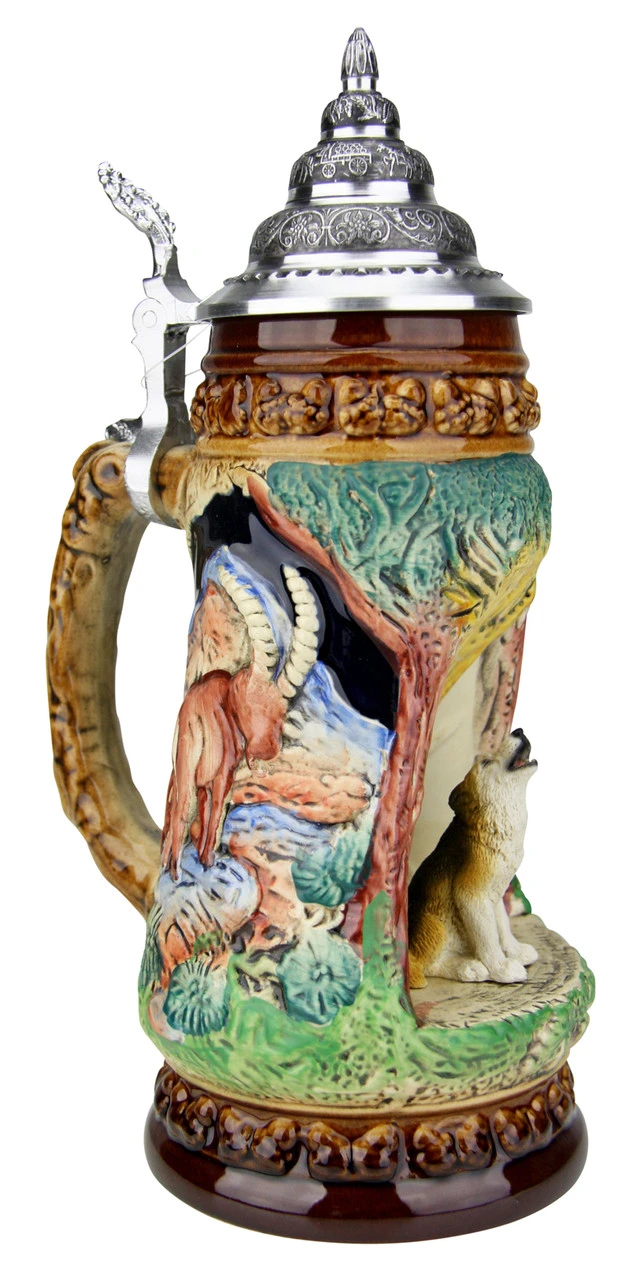Howling Wolf Wildlife Grotto Beer Stein 2 Howling Wolf Wildlife Grotto Beer Stein - Image 2
