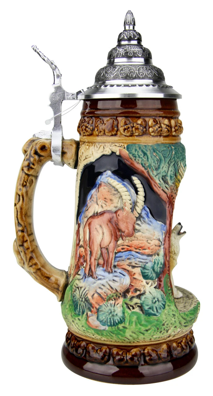 Howling Wolf Wildlife Grotto Beer Stein 3 Howling Wolf Wildlife Grotto Beer Stein - Image 3