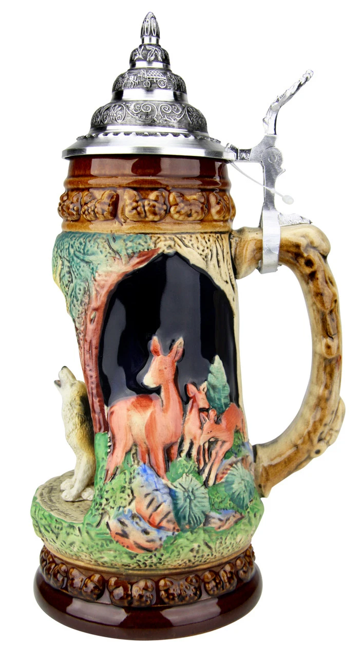 Howling Wolf Wildlife Grotto Beer Stein 4 Howling Wolf Wildlife Grotto Beer Stein - Image 4