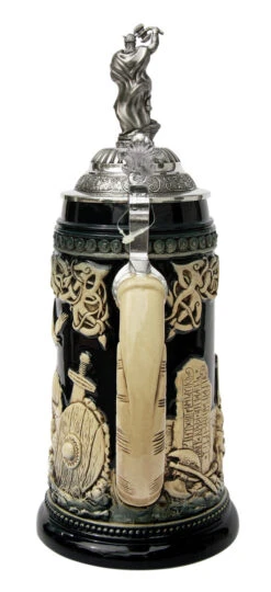 Leif Erikssen Viking Beer Stein Cobalt With Viking Lid -Zimmermann Shop Leif Erikssen Viking Beer Stein Cobalt with Viking Lid K1011BLEV Back SM 62403.1417531489