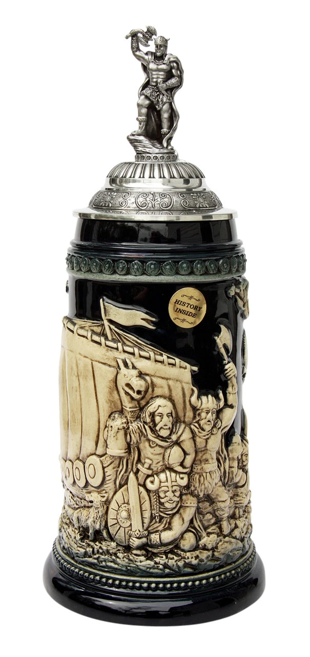 Leif Erikssen Viking Beer Stein Cobalt With Viking Lid