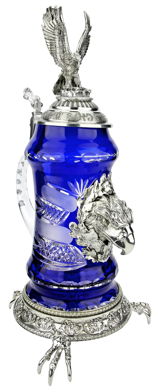 Lord Of Crystal Eagle German Beer Stein Blue | 3D Eagle Lid | Talon Feet - Image 5