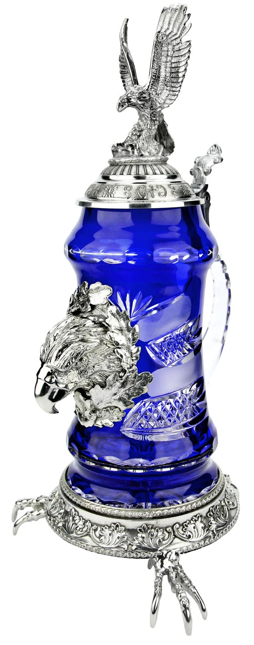 Lord Of Crystal Eagle German Beer Stein Blue | 3D Eagle Lid | Talon Feet - Image 3