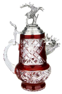 Lord Of Crystal Stag German Beer Stein Red | 3D Stag Lid -Zimmermann Shop Lord of Crystal Stag German Beer Stein Red 3D Stag Lid K6006RHH LS SM 94605.1558555982