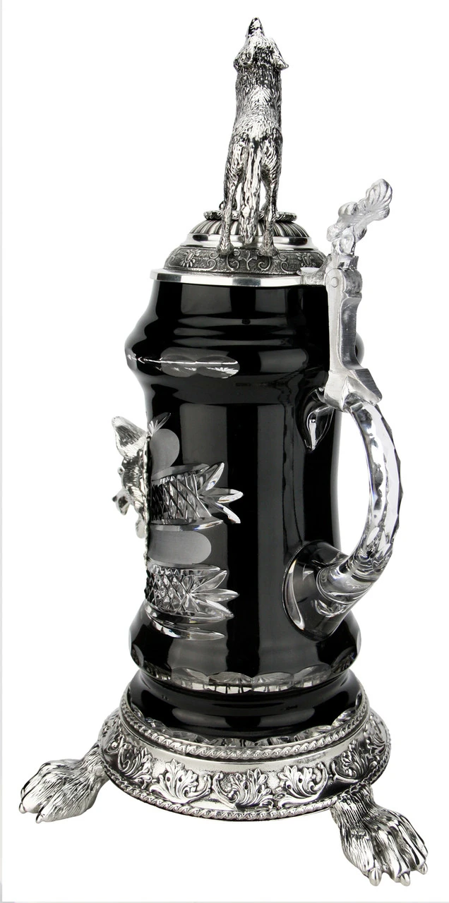 Lord Of Crystal Wolf German Beer Stein Black | 3D Howling Wolf Lid | Wolf Paw Feet 9 Lord Of Crystal Wolf German Beer Stein Black | 3D Howling Wolf Lid | Wolf Paw Feet - Image 9