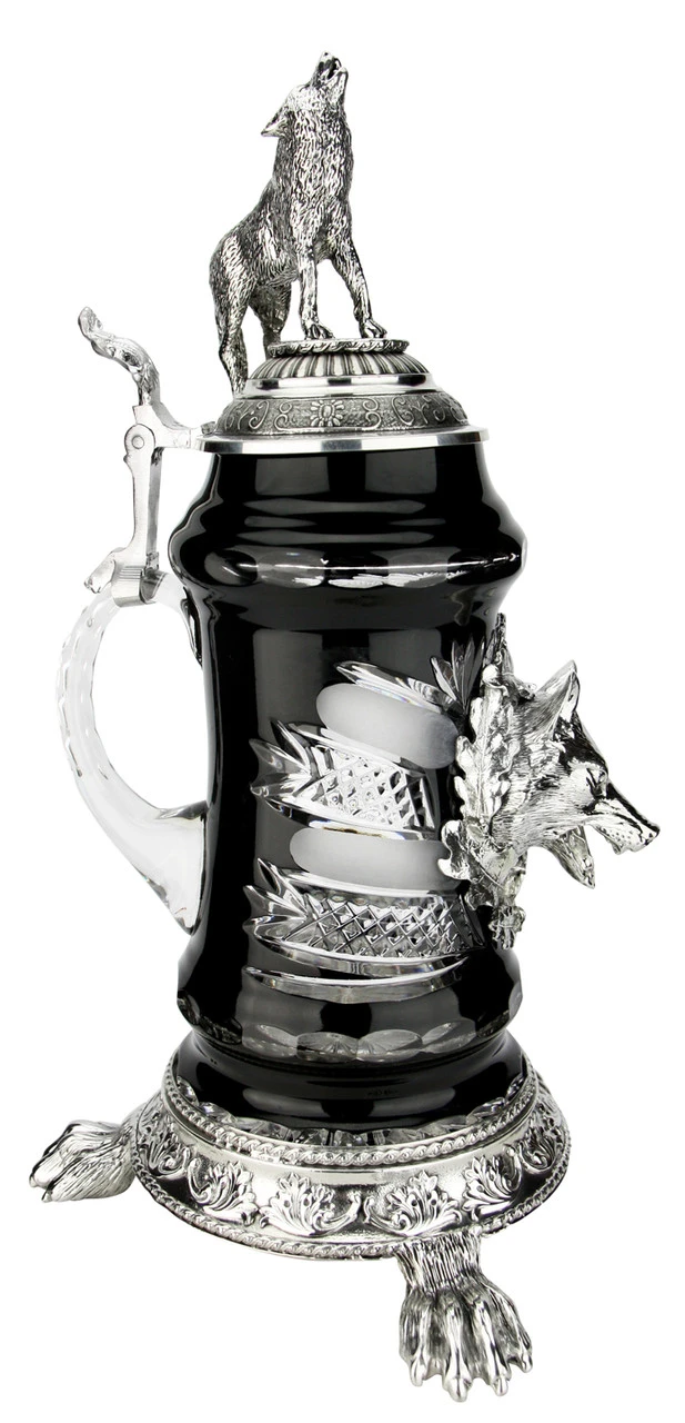 Lord Of Crystal Wolf German Beer Stein Black | 3D Howling Wolf Lid | Wolf Paw Feet 6 Lord Of Crystal Wolf German Beer Stein Black | 3D Howling Wolf Lid | Wolf Paw Feet - Image 6