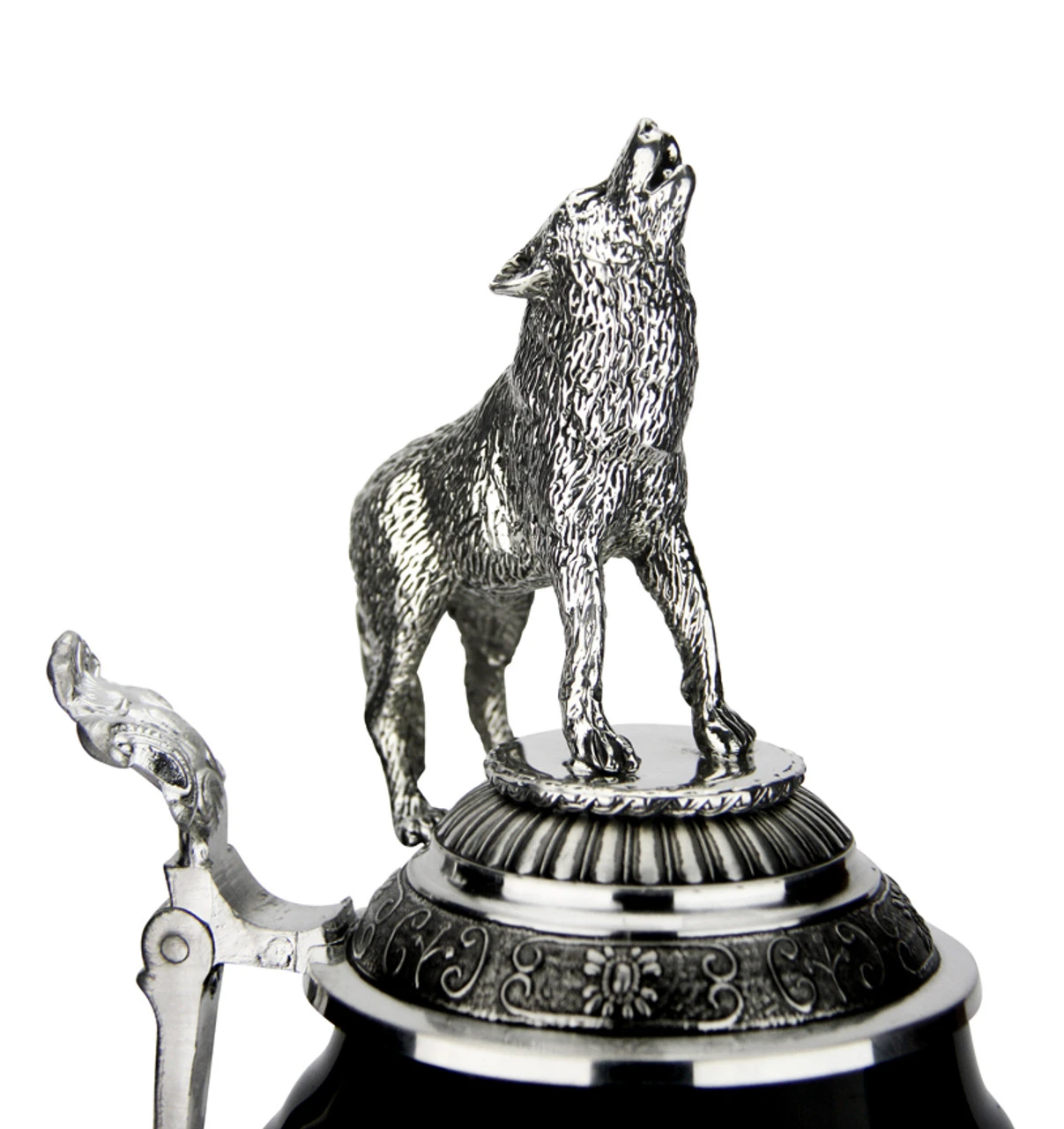 Lord Of Crystal Wolf German Beer Stein Black | 3D Howling Wolf Lid | Wolf Paw Feet 2 Lord Of Crystal Wolf German Beer Stein Black | 3D Howling Wolf Lid | Wolf Paw Feet - Image 2