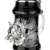 Lord Of Crystal Wolf German Beer Stein Black | 3D Howling Wolf Lid | Wolf Paw Feet