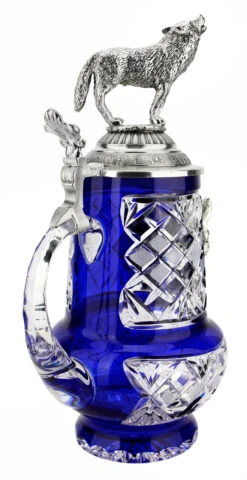 Lord Of Crystal Wolf German Beer Stein Blue | 3D Howling Wolf Lid -Zimmermann Shop Lord of Crystal Wolf German Beer Stein Blue 3D Howling Wolf Lid K6006BLWW BA2 SM 19066.1679769986