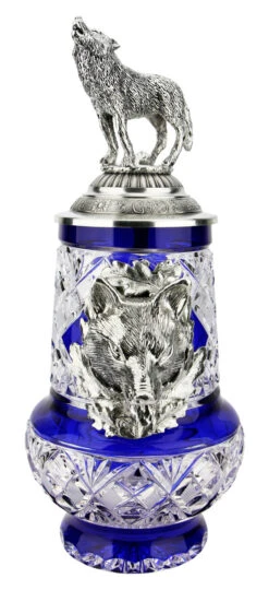 Lord Of Crystal Wolf German Beer Stein Blue | 3D Howling Wolf Lid -Zimmermann Shop Lord of Crystal Wolf German Beer Stein Blue 3D Howling Wolf Lid K6006BLWW FNT SM 05616.1679769927