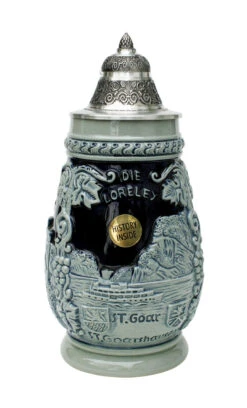 Loreley St. Goar Rhein River Beer Stein Cobalt Blue -Zimmermann Shop Loreley St Goar Beer Stein KT0234EZ Fnt SM 46636.1401733775