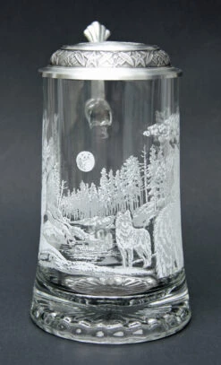 Timber Wolf Glass Beer Stein -Zimmermann Shop MC5914 Timber Wolf Glass Stein SM FNT 32676.1376592073