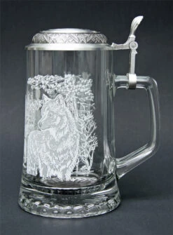 Timber Wolf Glass Beer Stein -Zimmermann Shop MC5914 Timber Wolf Glass Stein SM RS 46450.1376592072