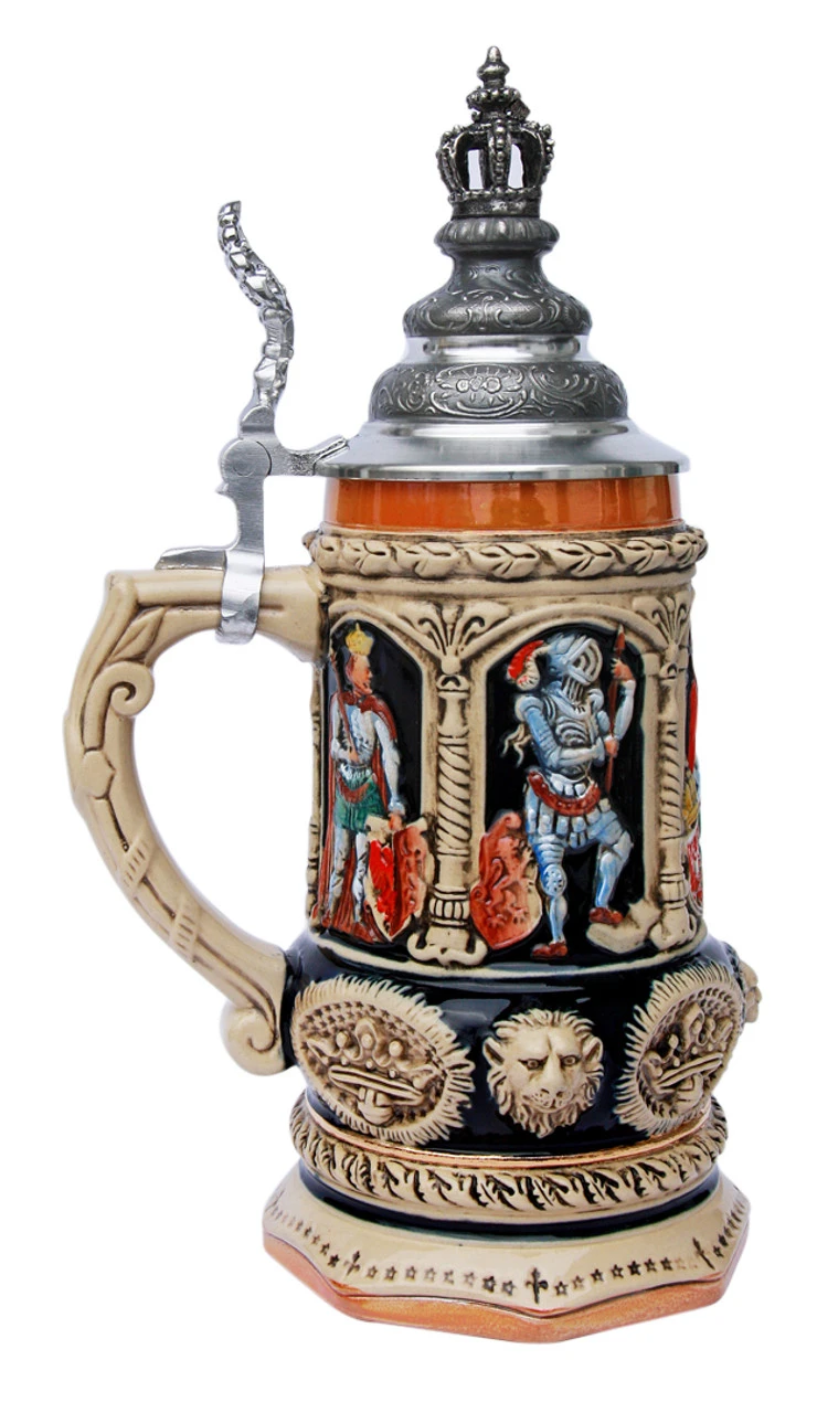 Medieval Holy Roman Emperor Beer Stein With Crown Lid - Image 2